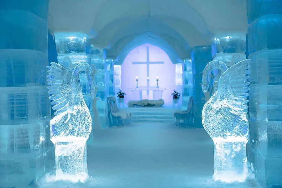 Alta: Igloo Ice Hotel and Hiking to the Frozen Waterfall. - Inside Alta’s seasonal Sorrisniva Igloo Hotel