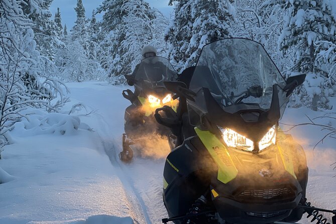 Day tour with snowmobile in Kiruna 10:30 am - From Kiruna to the forests near Jukkasjarvi