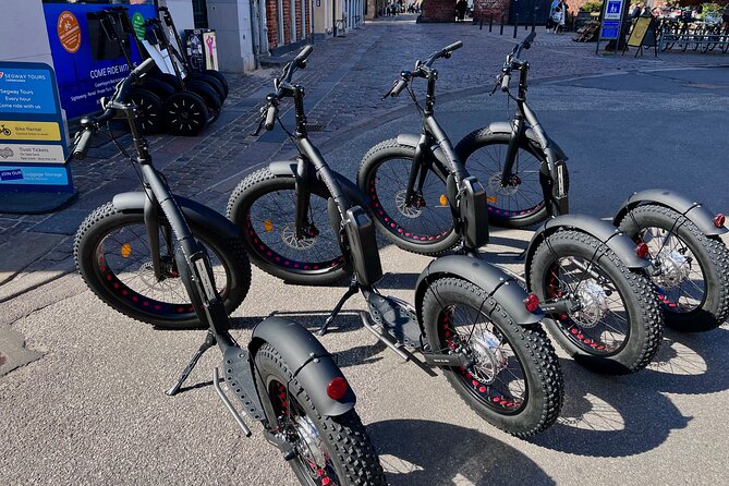 E-Scooter "Stand Up Kick Bike" 2 Hour Guided Copenhagen Tour - Learning the kick bike at Nikolaj Plads