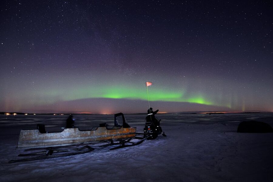 Luleå : Northern Lights Tour on a Snowmobile drawn Sled - A Northern Lights search with a slower pace