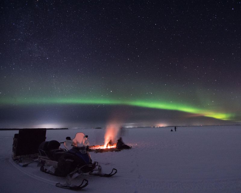 Luleå : Northern Lights Tour on a Snowmobile drawn Sled - Leaving Brändön Lodge after dark