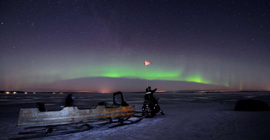Luleå : Northern Lights Tour on a Snowmobile drawn Sled - Stops for sea, forest, and wildlife