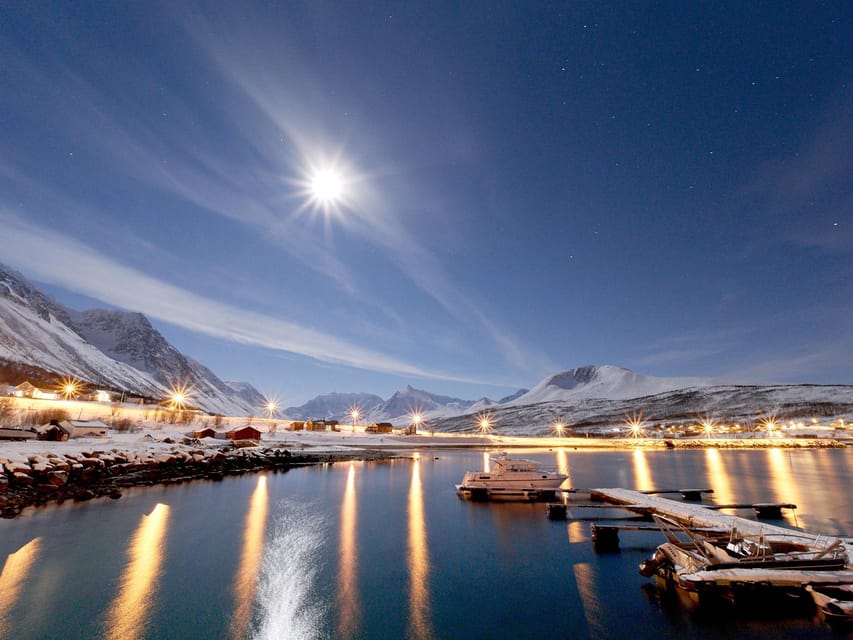 Lyngenalps: Northern Lights Snowmobile Safari - Driving beneath the Lyngenalps after dark