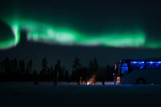 Northern Lights Big Bus Chase with Chasing Lights - At the viewing stops, the sky is only half the show