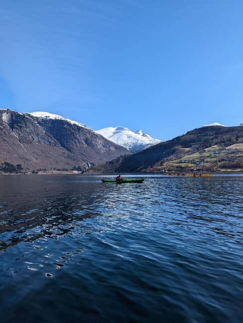 Olden: Guided beginner friendly fjord kayaking.Local company - The 20-minute safety briefing
