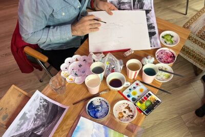 Paint Norwegian landscape with watercolor in Bergen