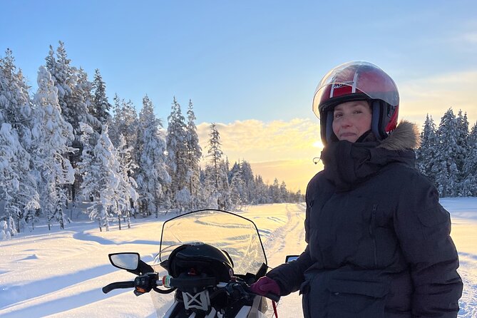 Private snowmobile day tours - Riding into the snowy taiga