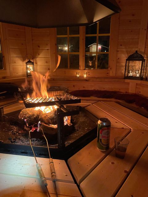 Senja Island: Winter Light Package Deal, 1 Day and 1 Night - Dinner and cabin time at Camp Fjordbotn