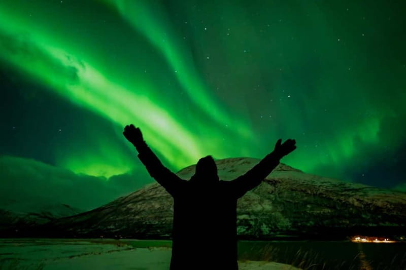 Tromsø: Northern Lights Focus Tour, German/English, minibus, meal - The campfire meal in the dark