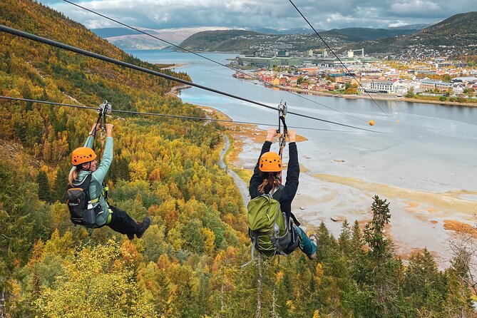 Zipline Experience in Mosjøen - Getting clipped in at the 70-meter launch cabin