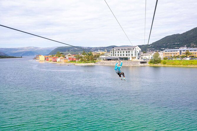 Zipline Experience in Mosjøen - Flying over Sjøgata and the Vefsna River